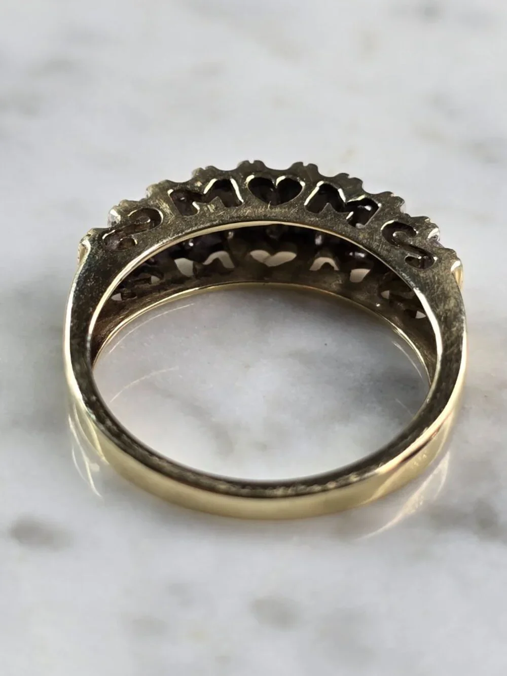 Womens Vintage Estate 10K Yellow Gold Modernist Diamond Ring 2.9g E5192